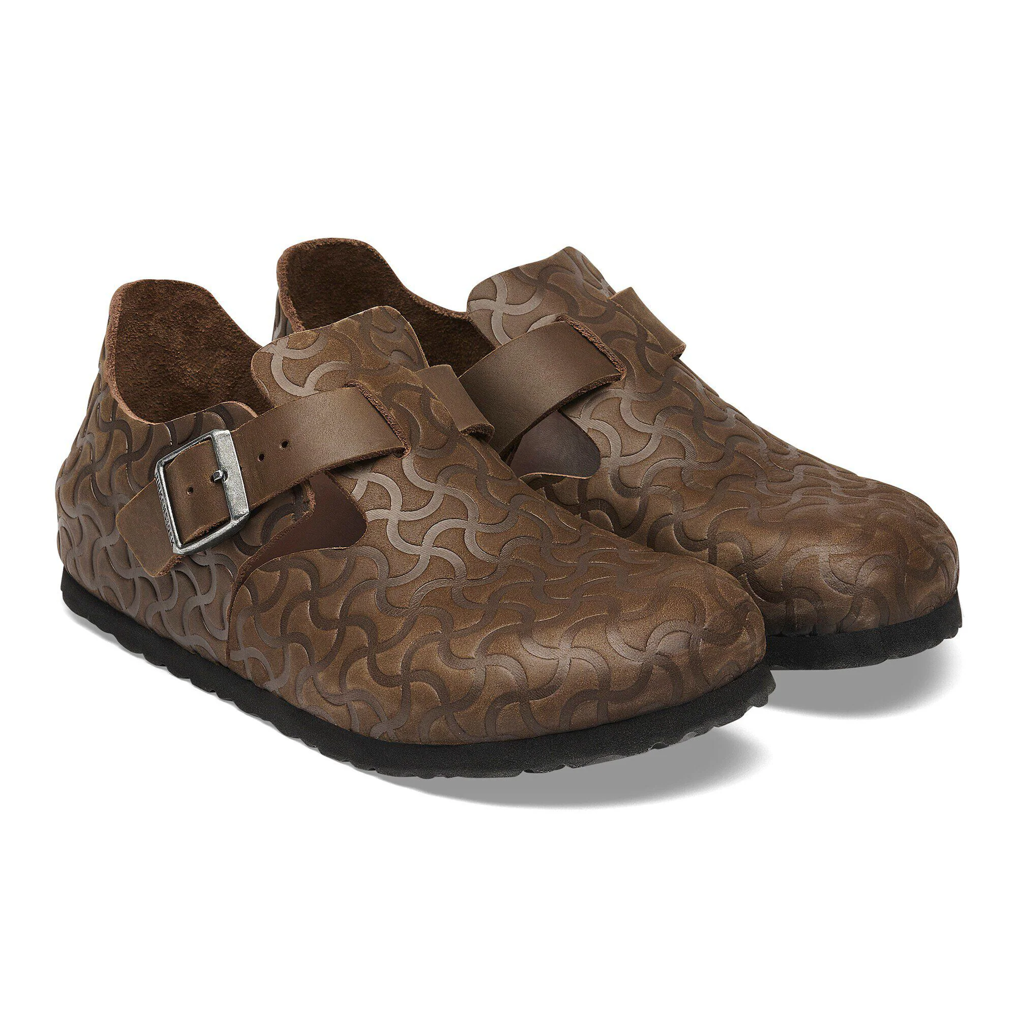 London Single Strap Natural Leather Embossed