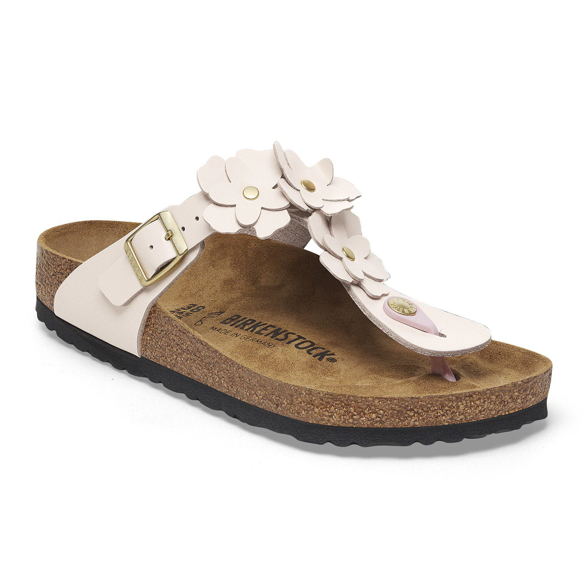 Gizeh Flower Embellishment Natural Leather